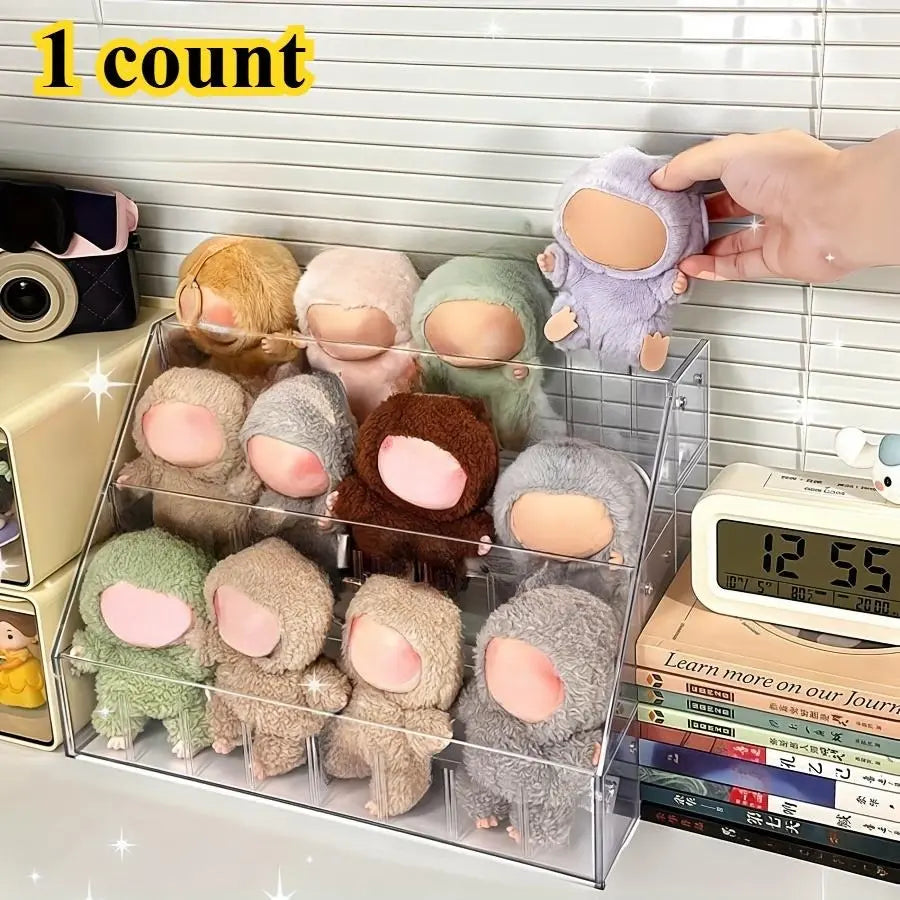 Transparent Acrylic Doll Display Stand, Fashionable Dustproof Storage Box Organizer for Plush Toys, Organize & Showcase 17cm Dolls, Perfect for Collectors, Acrylic Shelf, Room, Clear