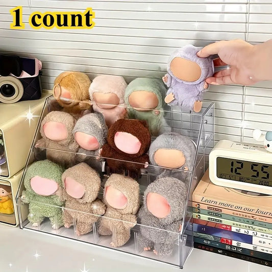 Transparent Acrylic Doll Display Stand, Fashionable Dustproof Storage Box Organizer for Plush Toys, Organize & Showcase 17cm Dolls, Perfect for Collectors, Acrylic Shelf, Room, Clear