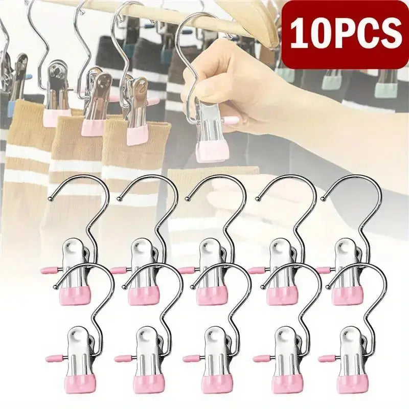 These 10/15-piece Metal Clip Hanger Pack, Pants Hangers with Clips, Boot Hangers Clips, MUST-HAVE Anti-Slip, Windproof, Great for Pants, Boots & Hats, HomeDecor, ClothesStorage, Stainless Steel Hanger