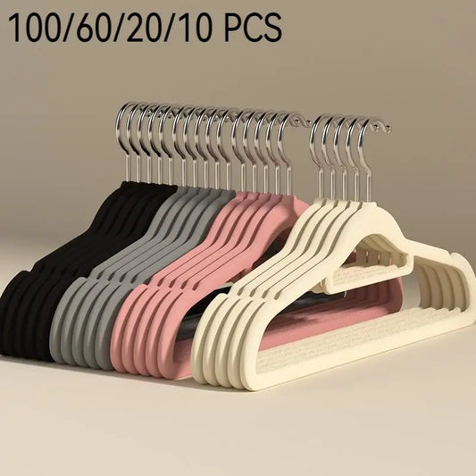 100/60/20/10 Pack Non-Slip Velvet Hangers, Closet Organizer, Rotatable Clothes Hanger, Space-Saving Plastic Clothes Hangers for Jackets, Pants, Suits, Coat Hangers for Closet, 360° Rotating Hook