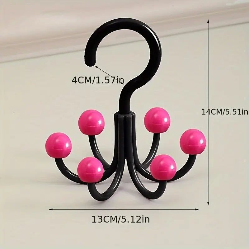 360° Rotating 6-Claw Closet Hook Organizer, Space-Saving Storage Rack for Hats, Bags, Scarves & Accessories, College Dorm Essential, Closet Organizers and Storage