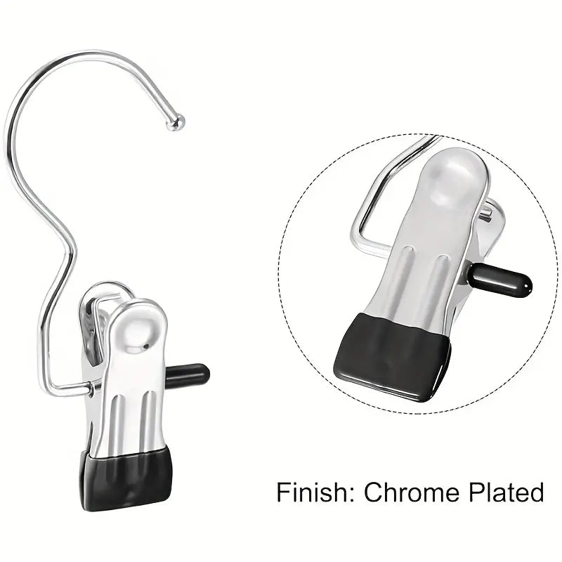 20pcs  Multi-Use Clips with Hooks - Portable Hangers Rotatable Clothes Hanger Organizers for Laundry, Pants, Hats & Skirts Hanger Set - 360° Rotating Storage Organizer