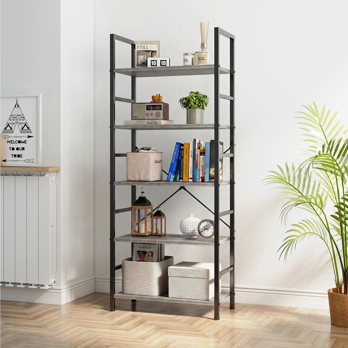 Sweetcrispy Sturdy Modern Industrial Metal Corner Organizer Storage Rack - Tall Compartmentalized Cube Standing Shelf with Waterproof Coating, 30 lbs per Panel, 25+ kg Capacity, Vertical Storage Solutions, Apartment Indoor Furniture, Metal Shelf Racks