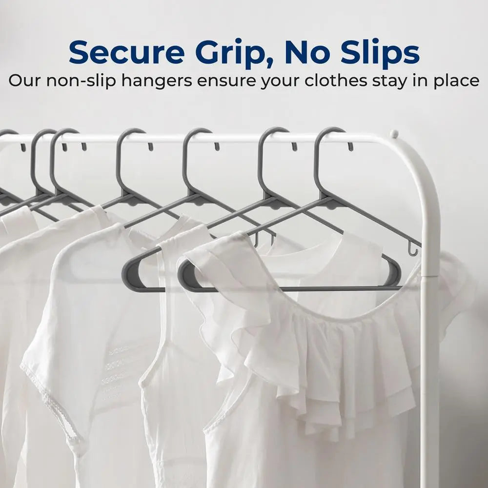 Durable Gray Plastic Hangers Set - 20 Pack Lightweight Rotatable Wardrobe Organiser, Space-Saving Design, Non-Slip Feature, 360-Degree Swivel Hook, for Home Closet Storage
