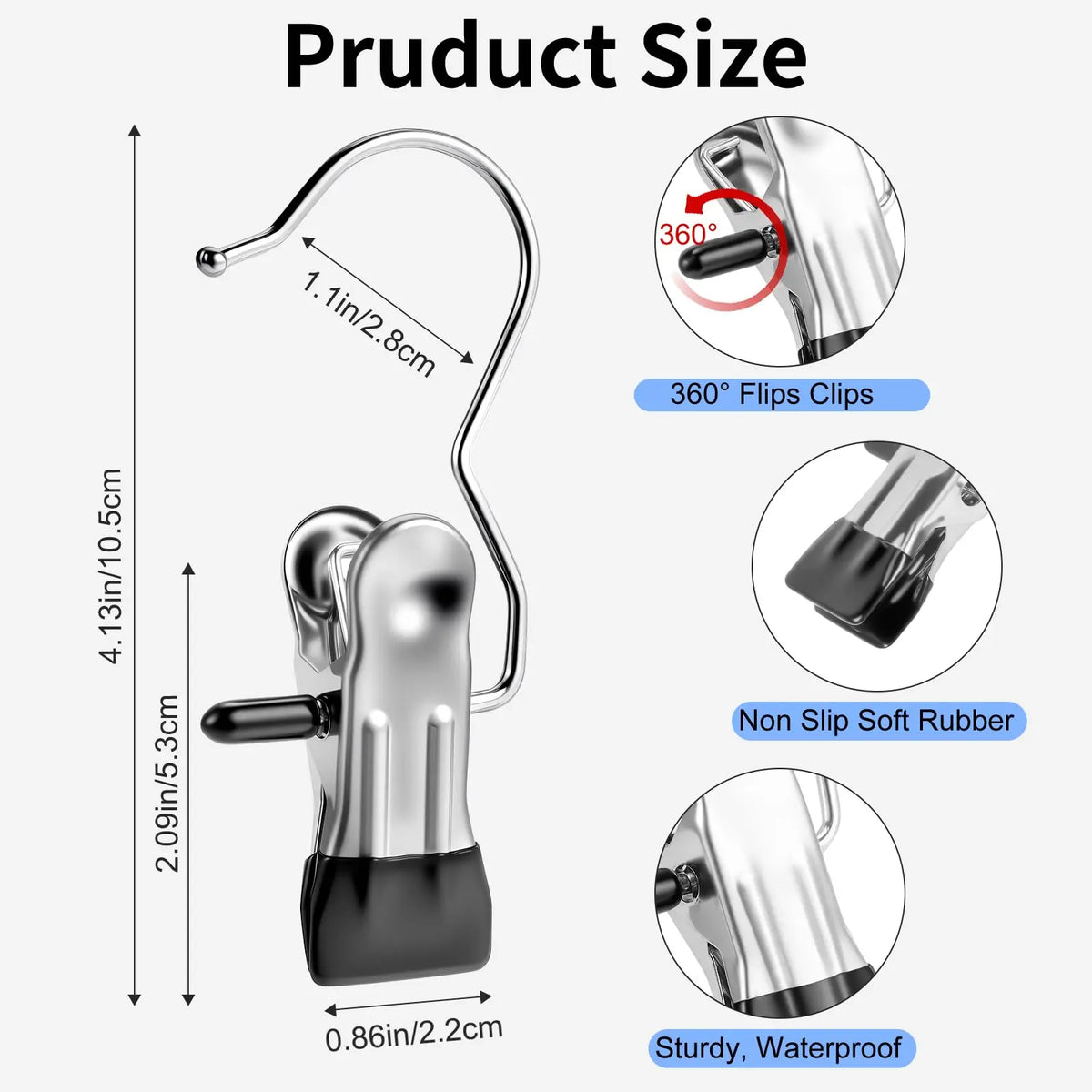 Heavy Duty Clothes Pins (20/30/60-Pack) - Hanging Laundry Hook Hangers with Rubber Grip Stays Put & Antislip Grip, Multi-Use Closet Organizer Clips for Jumpers, Flared Pants, Socks, Towels, Handbag, Travel Home Goods