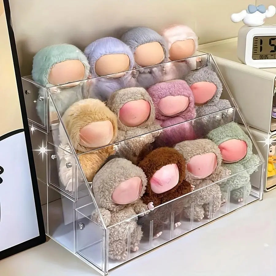Transparent Acrylic Doll Display Stand, Fashionable Dustproof Storage Box Organizer for Plush Toys, Organize & Showcase 17cm Dolls, Perfect for Collectors, Acrylic Shelf, Room, Clear