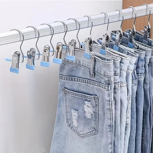 These 10/15-piece Metal Clip Hanger Pack, Pants Hangers with Clips, Boot Hangers Clips, MUST-HAVE Anti-Slip, Windproof, Great for Pants, Boots & Hats, HomeDecor, ClothesStorage, Stainless Steel Hanger