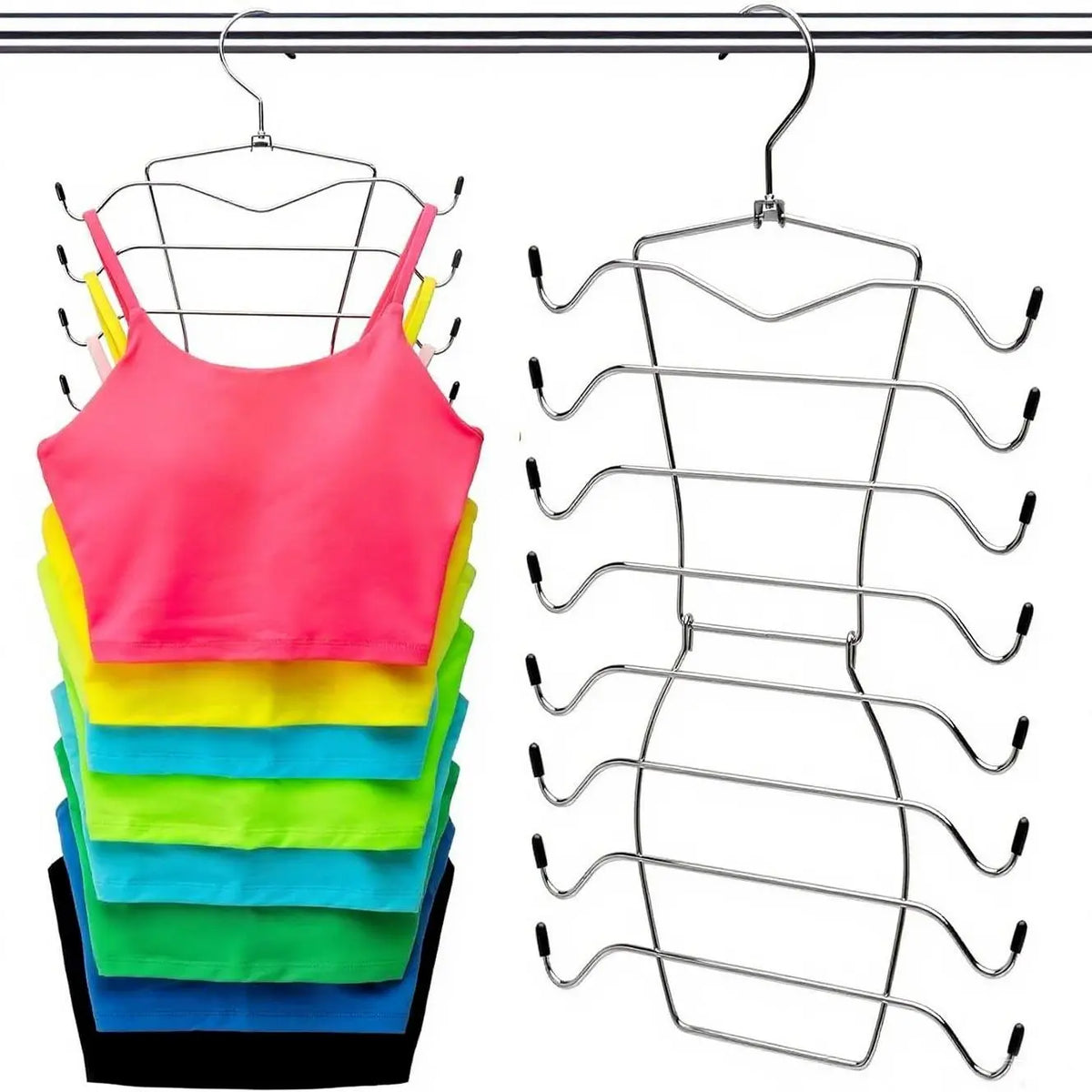 Multifunctional 8-Layer Rotating Stainless Steel Hanger, Non-Slip Foldable Bra Storage Holder, Space-Saving Wardrobe Organizer, Rotatable Clothes Hanger, Space Saver Hangers