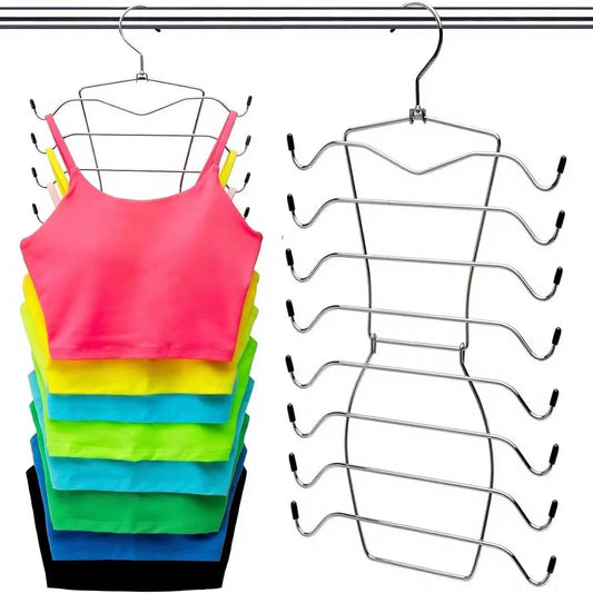 Multifunctional 8-Layer Rotating Stainless Steel Hanger, Non-Slip Foldable Bra Storage Holder, Space-Saving Wardrobe Organizer, Rotatable Clothes Hanger, Space Saver Hangers