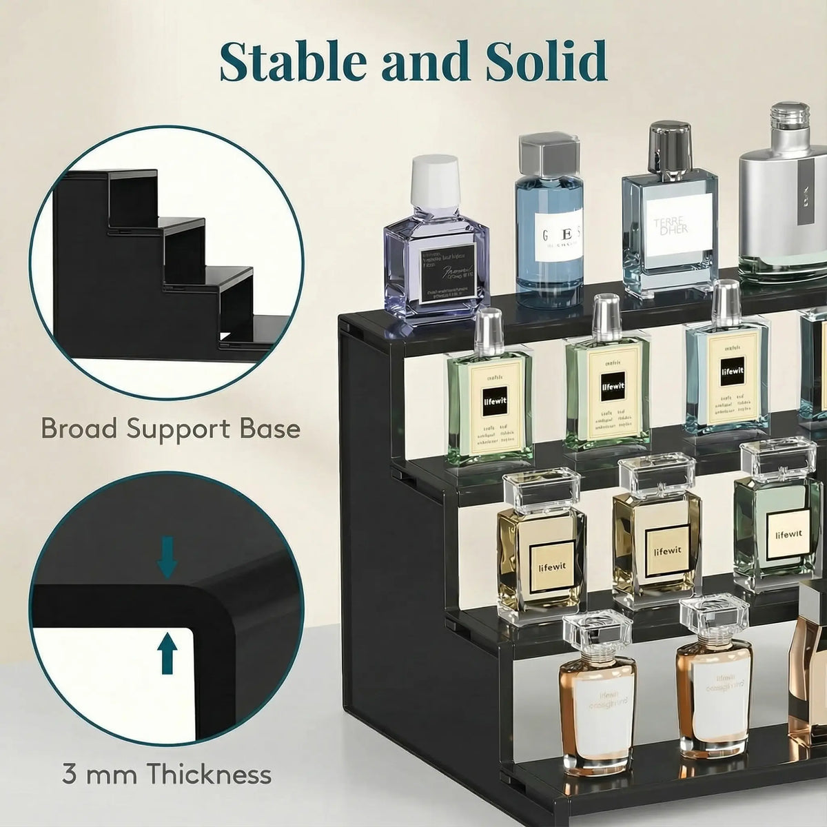 Lifewit 4 Tier Black Display Stand for Cologne, Perfume, Figures, Cupcakes, Desserts, Spices & Fragrance,summerwins