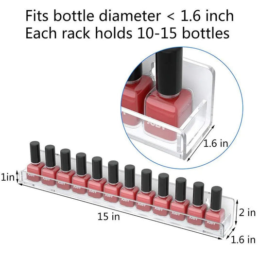 Nail Polish Wall Rack: 6-tier storage shelf, 15-inch clear acrylic nail polish organizer, holds 66 to 90 nail polish bottles, multi-functional floating acrylic shelf, Cosmetic Display Stand, Beauty Products Holder