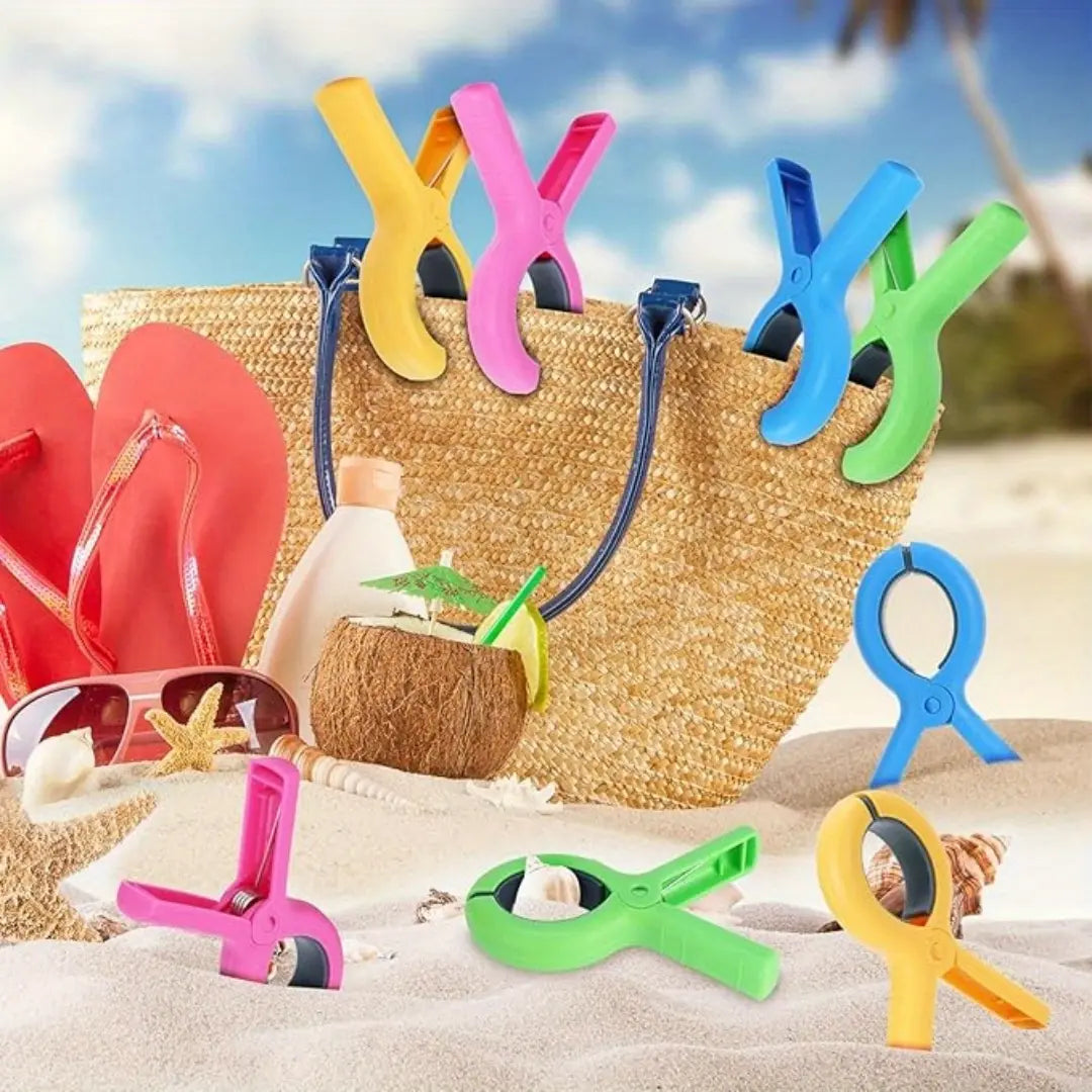 4/8Pcs Beach Towel Clips for Beach Chairs, Towel Holder for Beach Chair Pool Chair on Cruise, Heavy Duty Clothes Pins Beach Chair Clips to Beach Accessories Must Haves for Cruise & Pool, Windproof Chair Clips for Towel Holder
