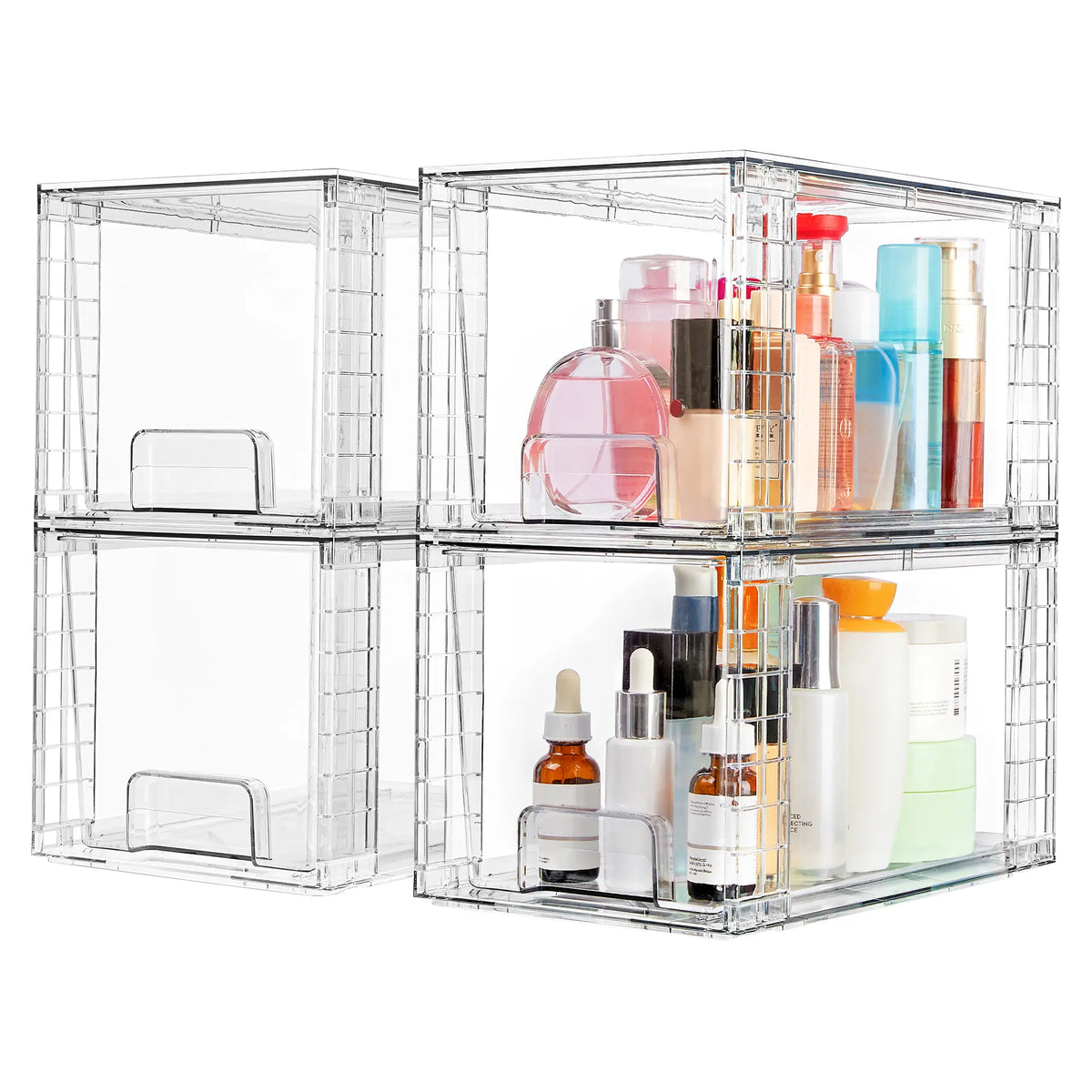 【Restock】Vtopmart 2-8 Pack 12in Stackable Undersink Storage Drawers - Easy-Assemble Plastic Box Organizer, Home Goods Storage Organization Solution for Bathroom Vanity Makeup Cosmetic Organizer Needs