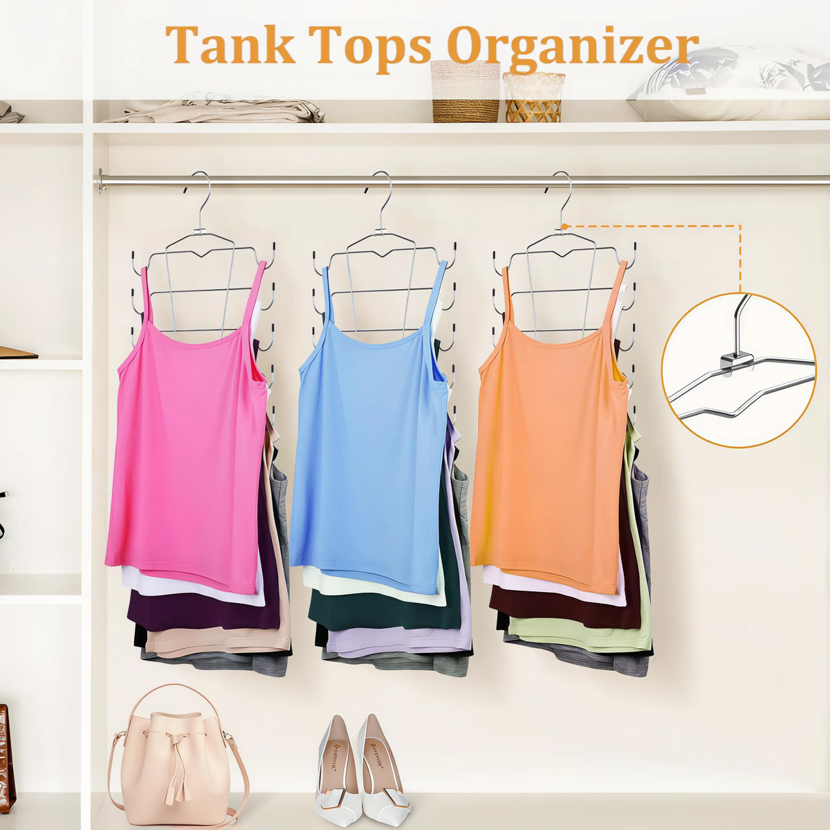 LMMAKE 1PC/2PCS Bra & Tank Top Hanger, Sturdy Metal Space-Saving Sports Bra Storage Holder, Closet Organizer Holds Multiple Bras & Tank Tops Neatly to Save Wardrobe Space