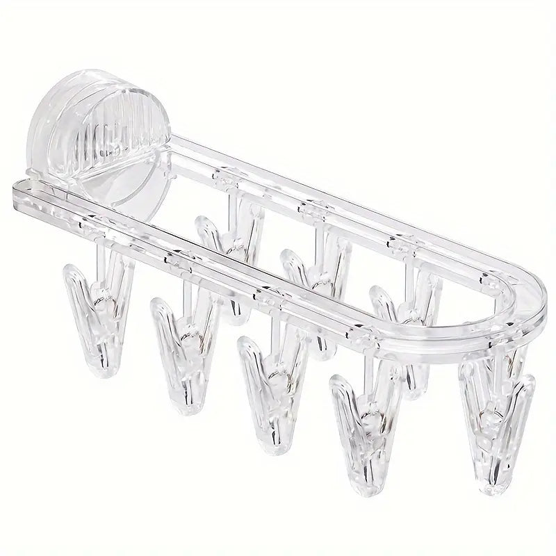 Bathroom Suction Cup Drying Rack, Folding Socks Drying Rack, Household Clothes Rack Multi-Clip Drying Socks Artifact Balcony Glass Socks Clip