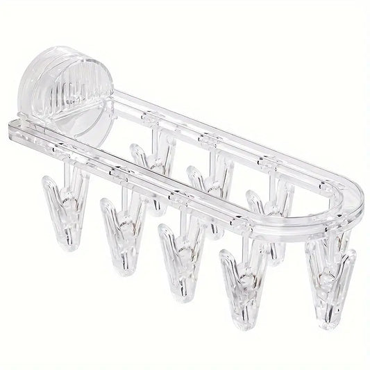 Bathroom Suction Cup Drying Rack, Folding Socks Drying Rack, Household Clothes Rack Multi-Clip Drying Socks Artifact Balcony Glass Socks Clip