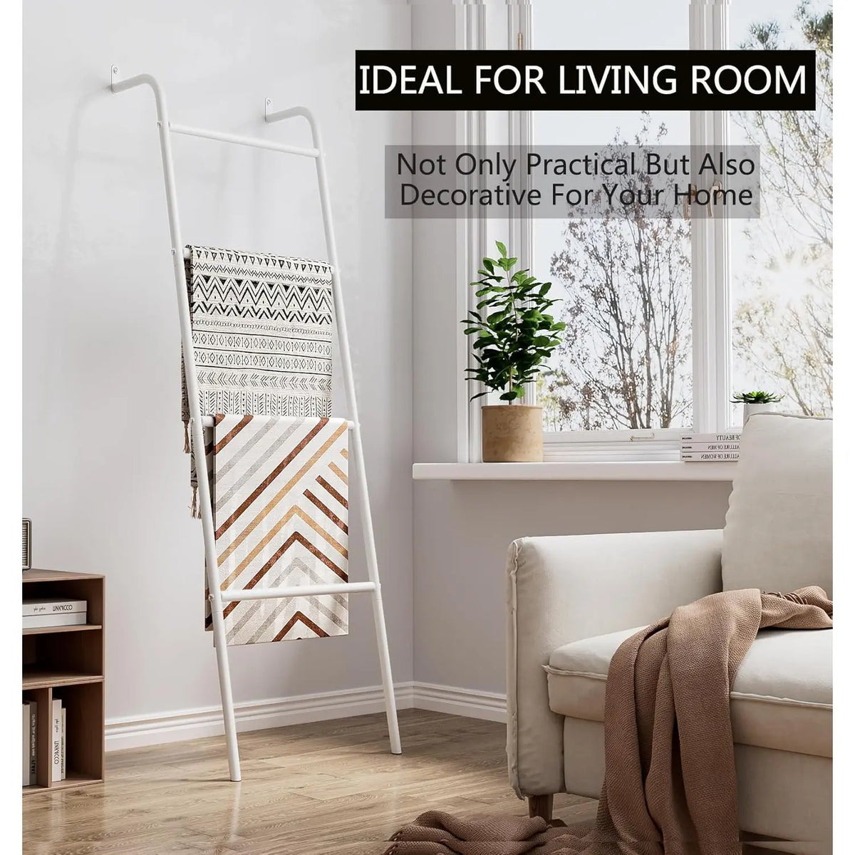 INGIORDAR 4-Tier Heavy Duty Thick Metal Towel Ladder Rack - Freestanding Wall-Leaning Organizer, Bathroom Shower Organizer, Sturdy Metal Holds Towels, 17x16x60" Closet Storage Rectangle Rack