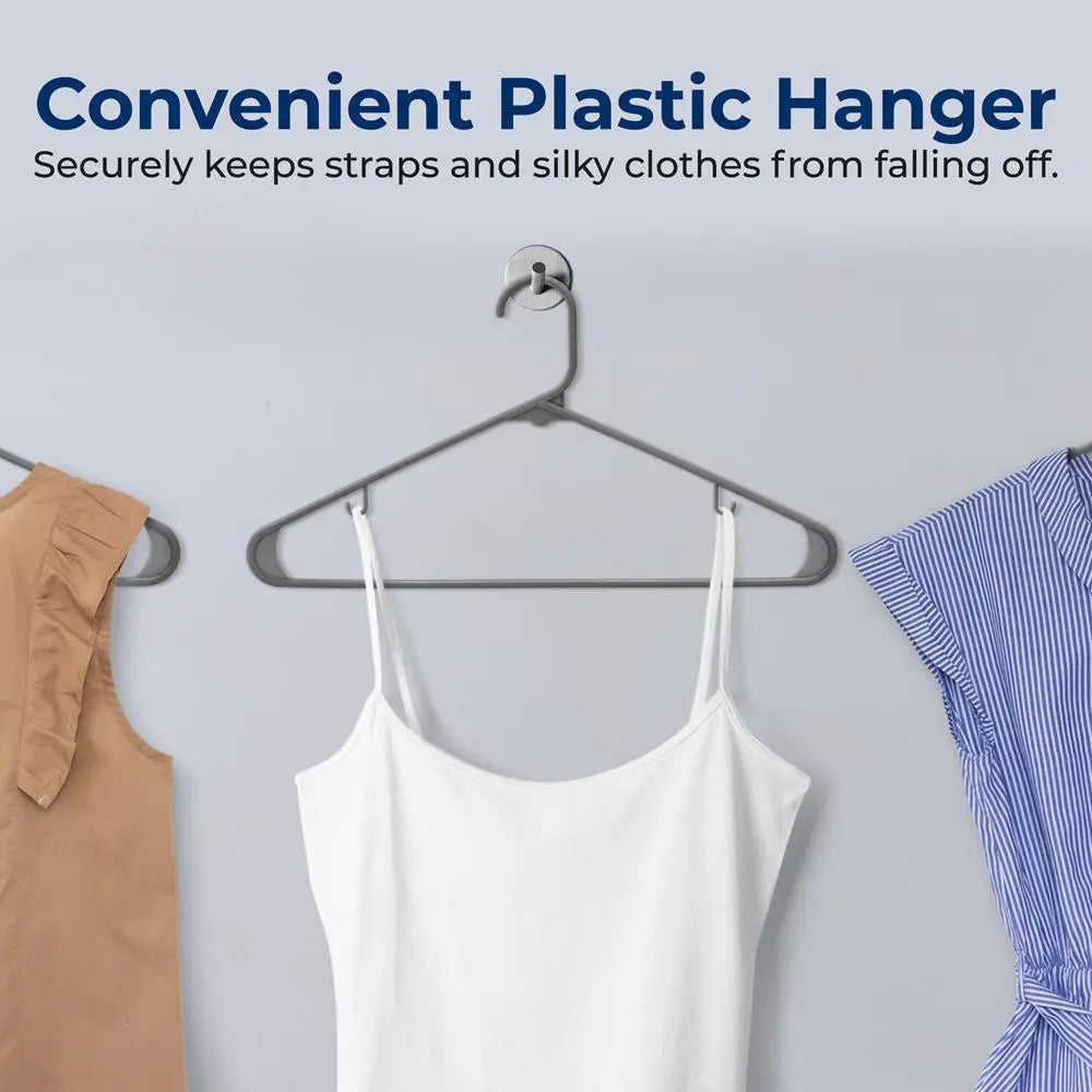 Durable Gray Plastic Hangers Set - 20 Pack Lightweight Rotatable Wardrobe Organiser, Space-Saving Design, Non-Slip Feature, 360-Degree Swivel Hook, for Home Closet Storage
