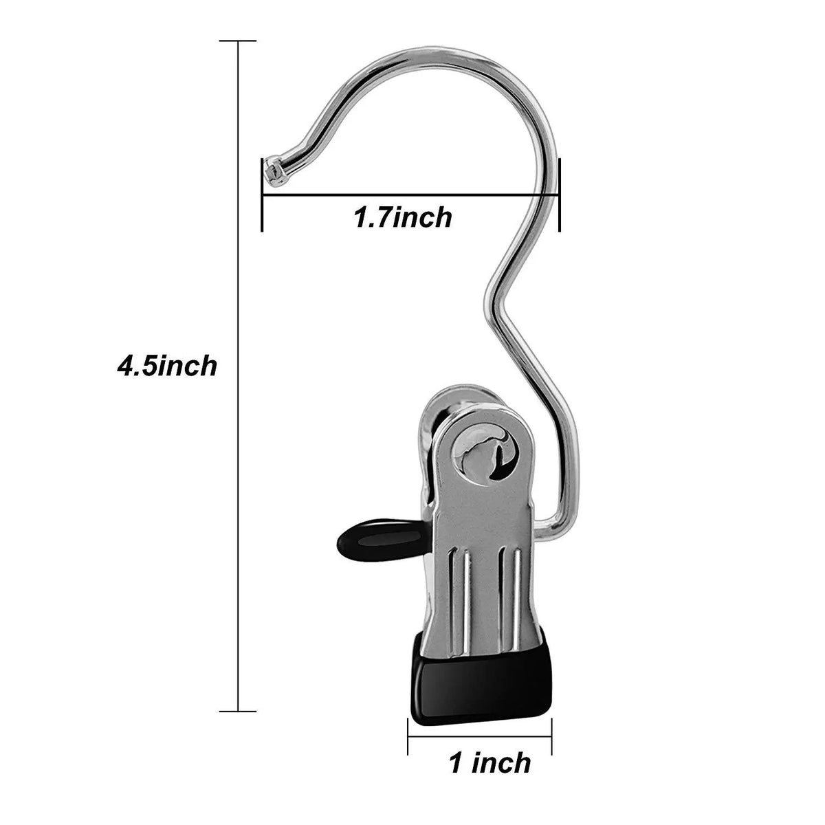 16-Count Stainless Steel Anti-Rust Clip Clothespins - Rubber-Tip Safety Hanger Accessories, Windproof Drying Solution, Waterproof for Laundry Day, Compact Pants Hangers for Towels & Travel Organization