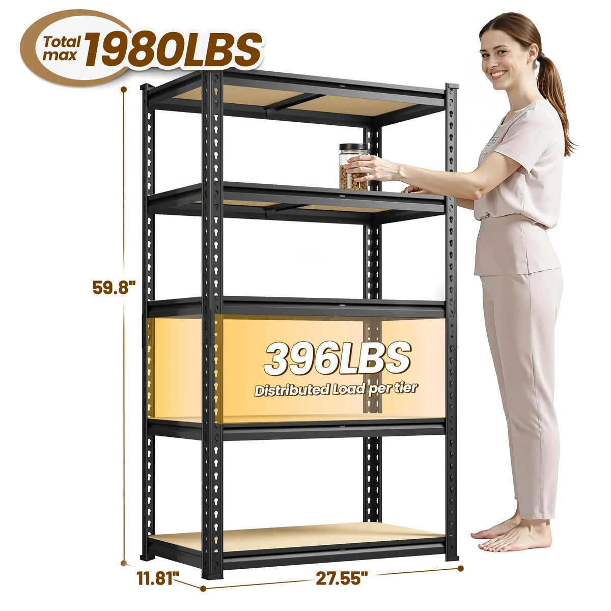 Raybee Furniture 72" H Garage Shelving,Heavy Duty 2000 LBS Storage Shelves,Adjustable 5 Tier Metal Shelf Utility Rack for Garage Basement Pantry Kitchen Organiser #TikTokShopStockUp #SummerVibes