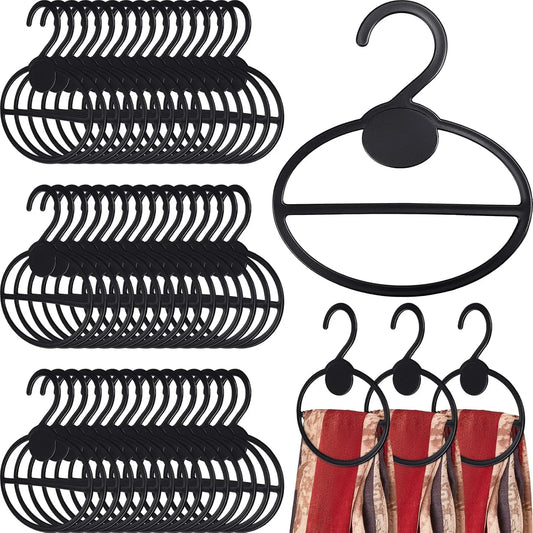 50 count Scarf Hanger Plastic Holder Organizer Space Saving Scarf Organizer Clothes Hanger for Scarves Headscarves Clothing Sorting Storing (Black)