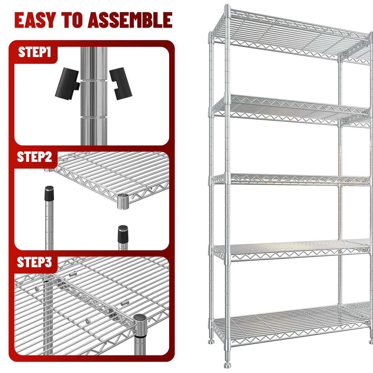 Raybee Furniture 72" H Garage Shelving,Heavy Duty 2000 LBS Storage Shelves,Adjustable 5 Tier Metal Shelf Utility Rack for Garage Basement Pantry Kitchen Organiser #TikTokShopStockUp #SummerVibes