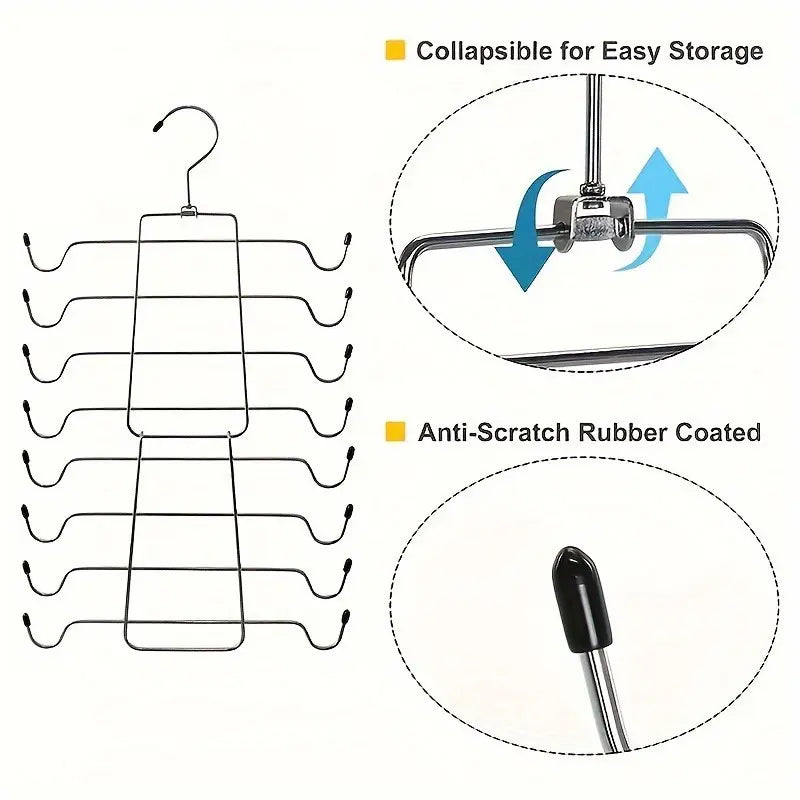 1pc Stainless Steel Wardrobe Organizer, 8 Layer Heavy-Duty Tank Top Hanger, Foldable Space-Saving Design for College Dorms, Non-Slip Clothes Rack, Closet Organizer, Space Saver Hanger