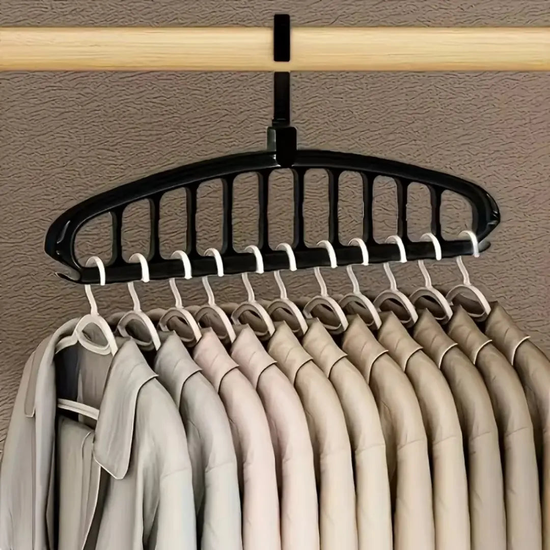 Plastic Sturdy Space-Saver Hanging Hangers with 360° Rotatable Hooks - 2-Pack Closet Organizers for Small Spaces, College Dorm Essentials