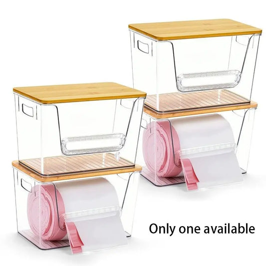 Stackable Trash Bag Holder Rack, Large Clear Transparent Acrylic Design Kitchen Organizer, Under Sink Storage Shelf, Laundry Room Organizer, House Organizer, Holds Trash Bags and Small Items