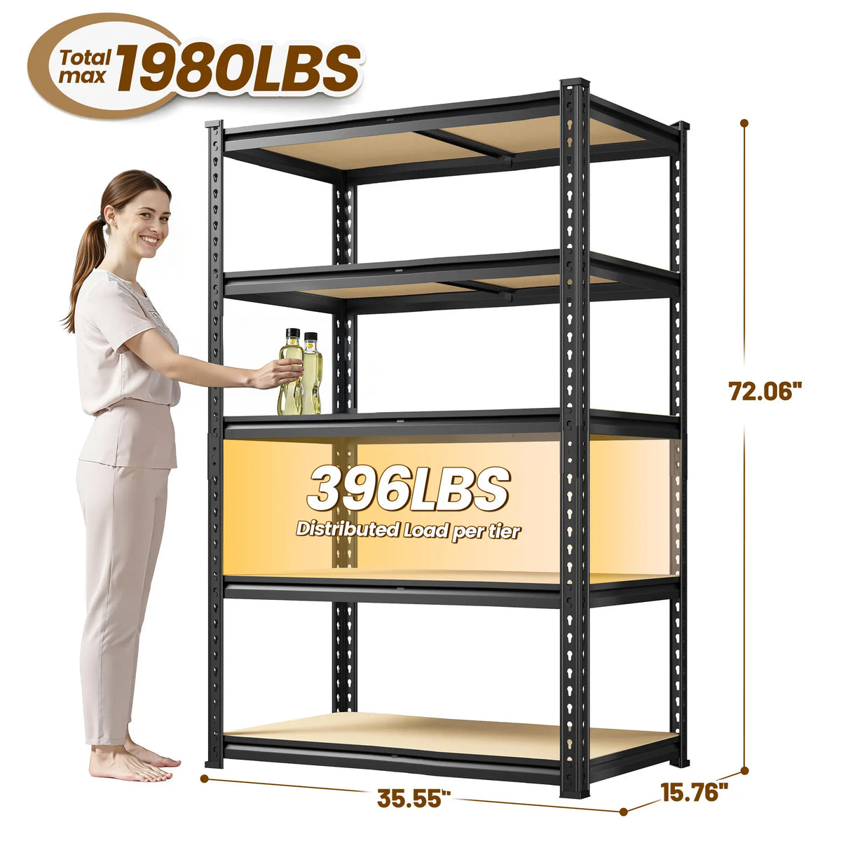 Raybee Furniture 72" H Garage Shelving,Heavy Duty 2000 LBS Storage Shelves,Adjustable 5 Tier Metal Shelf Utility Rack for Garage Basement Pantry Kitchen Organiser #TikTokShopStockUp #SummerVibes