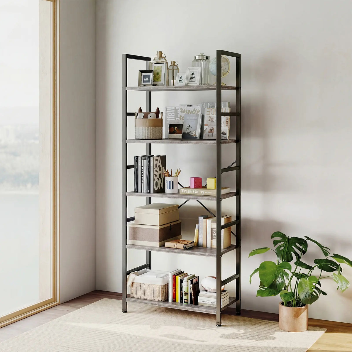 Sweetcrispy Sturdy Modern Industrial Metal Corner Organizer Storage Rack - Tall Compartmentalized Cube Standing Shelf with Waterproof Coating, 30 lbs per Panel, 25+ kg Capacity, Vertical Storage Solutions, Apartment Indoor Furniture, Metal Shelf Racks