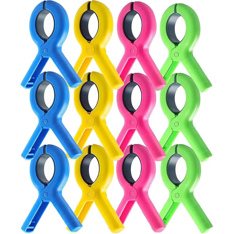 4/8Pcs Beach Towel Clips for Beach Chairs, Towel Holder for Beach Chair Pool Chair on Cruise, Heavy Duty Clothes Pins Beach Chair Clips to Beach Accessories Must Haves for Cruise & Pool, Windproof Chair Clips for Towel Holder