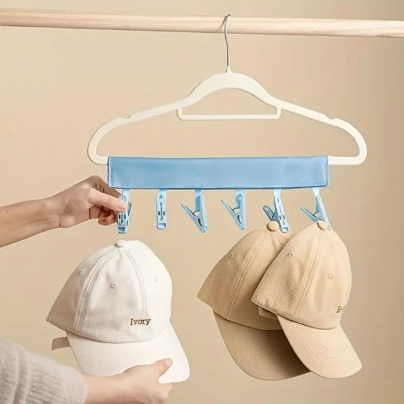 2026 New Practical Lightweight Plastic Foldable Travel Hangers (3PCS) with 6 Durable Non-Slip Clips, Compact Unisex Towels Closet Organizer, Portable Fabric Strap Drying Rack for Socks Underwear Bras, Ideal for Road Trips Camping,sohochic