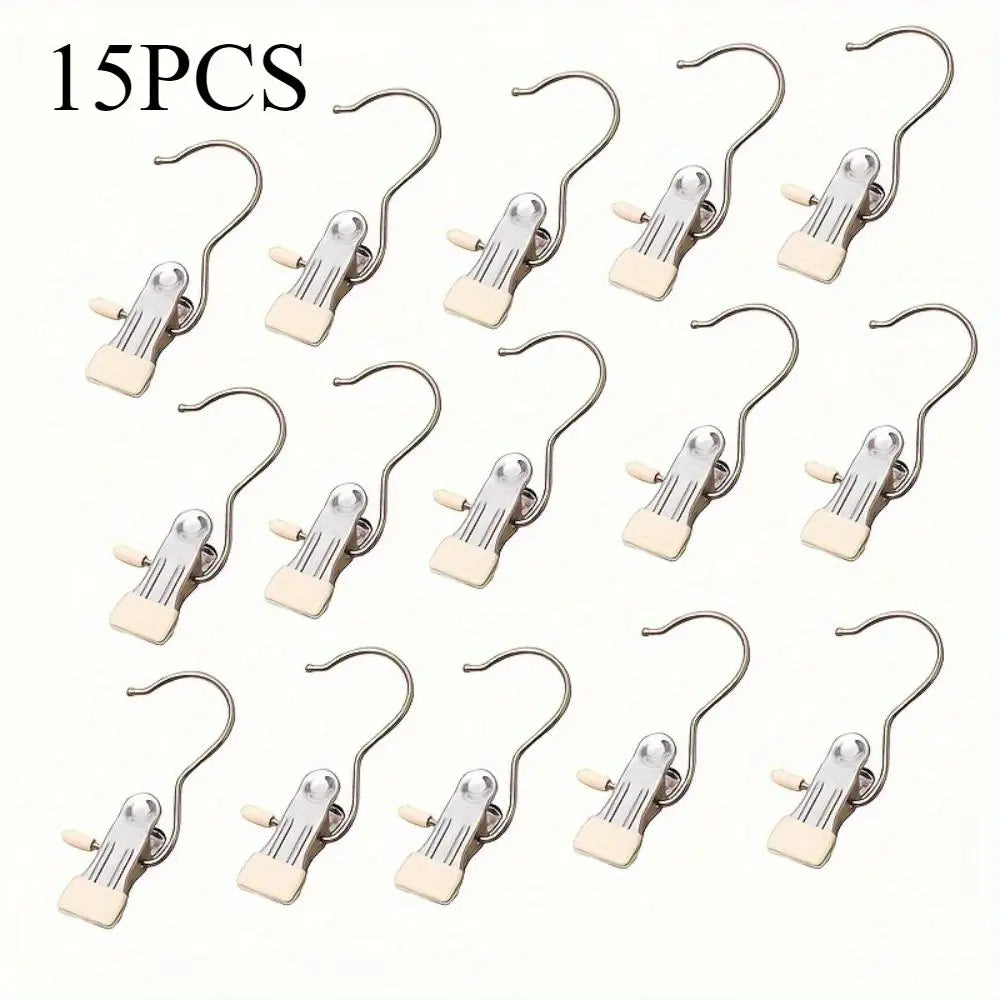 These 10/15-piece Metal Clip Hanger Pack, Pants Hangers with Clips, Boot Hangers Clips, MUST-HAVE Anti-Slip, Windproof, Great for Pants, Boots & Hats, HomeDecor, ClothesStorage, Stainless Steel Hanger