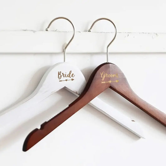 Set of 2 Wooden Wedding Suit Hangers, Perfect for Bridal Wedding Dresses And Suits, Wedding Accessories, Couple Hangers, Great for Home Wardrobe Decoration, Holiday Decoration, Bride, Groom, Hanging, Hanging Accessory