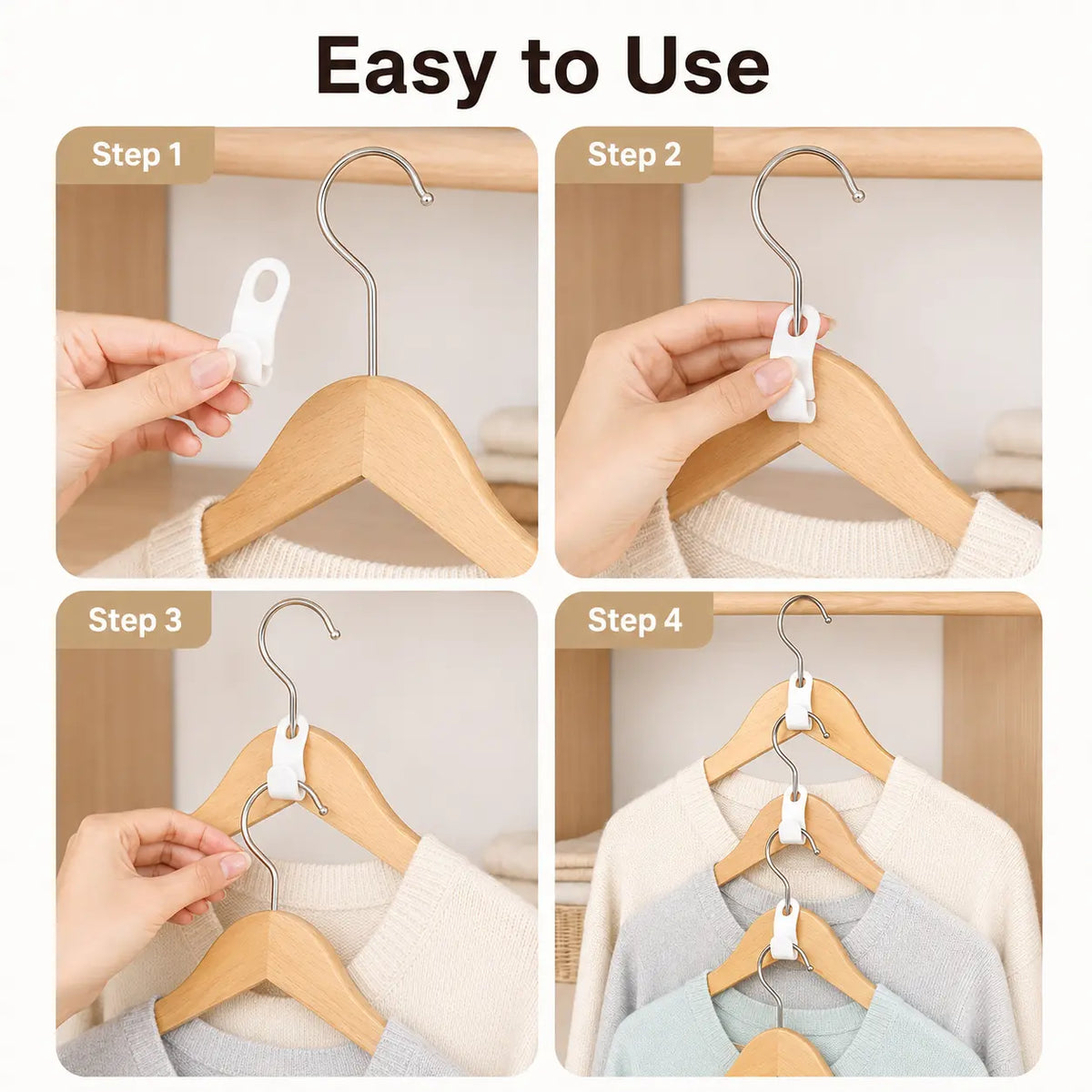 Hanger Connector Hooks, Closet Space Saver, Vertical Clothes Hanger Organizer for Wardrobe Storage, Multi-Layer Hanging Hook for Closet Organization