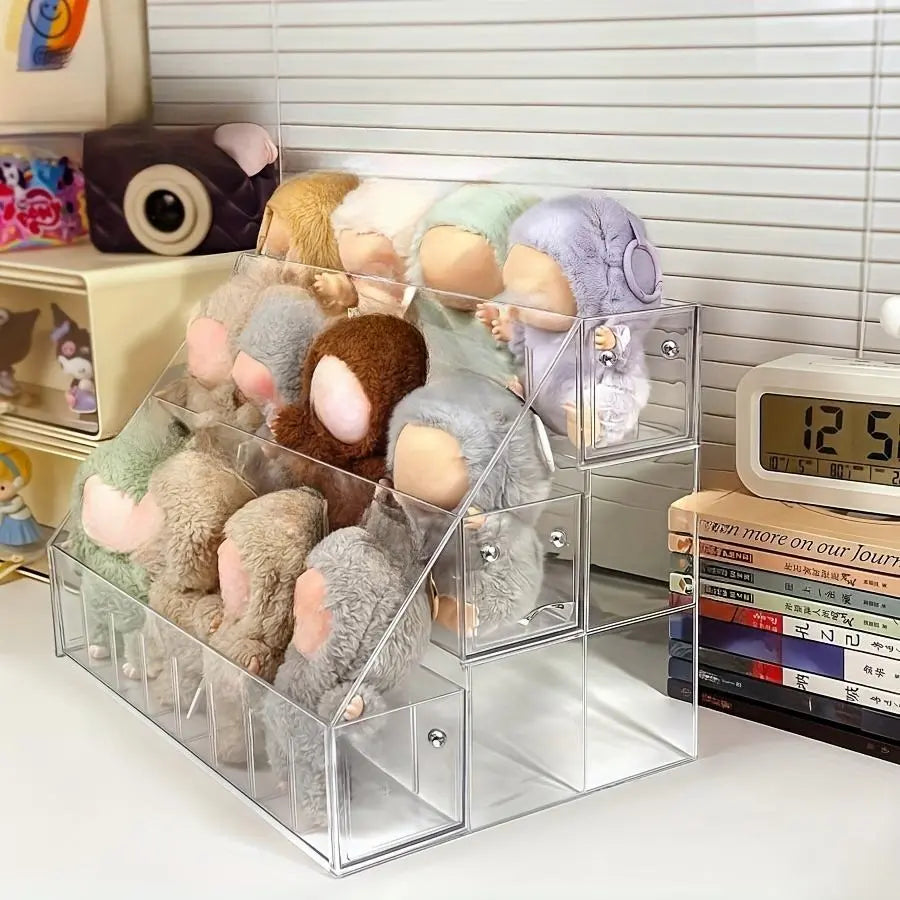 Transparent Acrylic Doll Display Stand, Fashionable Dustproof Storage Box Organizer for Plush Toys, Organize & Showcase 17cm Dolls, Perfect for Collectors, Acrylic Shelf, Room, Clear