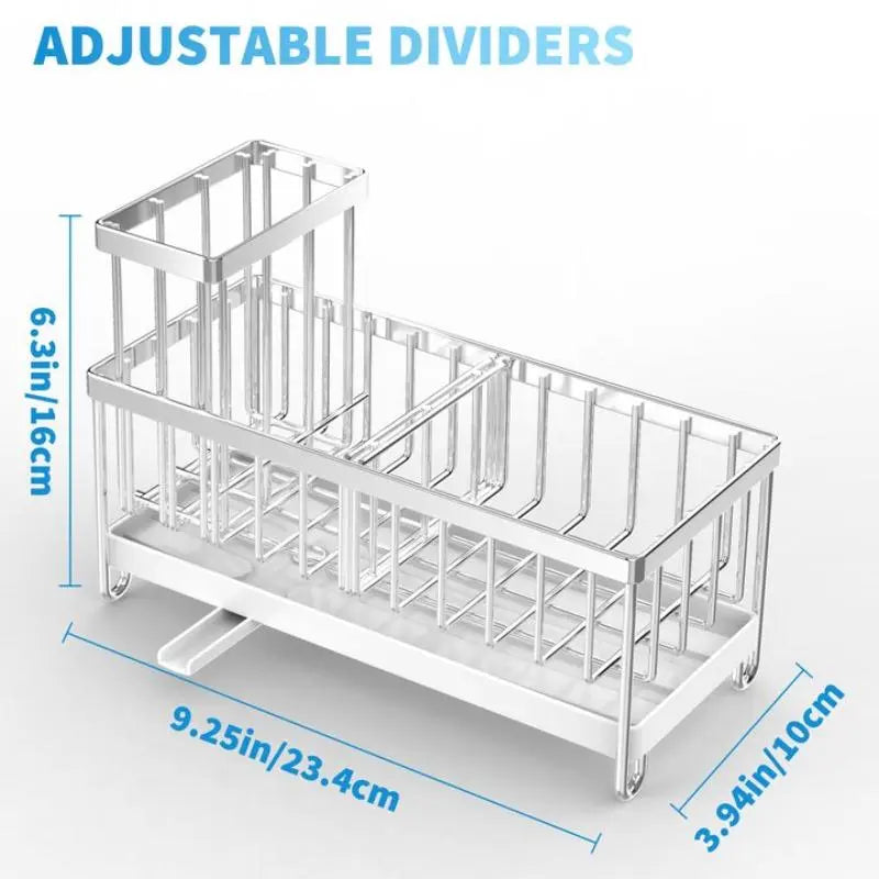 Kitchen Sink Storage Rack, 1 Count Kitchen Sponge Holder with Detachable Brush Holder, Multifunctional Kitchen Storage Rack for Home, Dish Drying Organiser, Holder Organizer