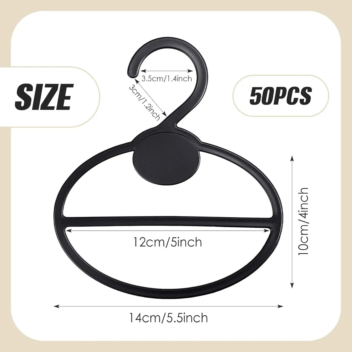 50 count Scarf Hanger Plastic Holder Organizer Space Saving Scarf Organizer Clothes Hanger for Scarves Headscarves Clothing Sorting Storing (Black)