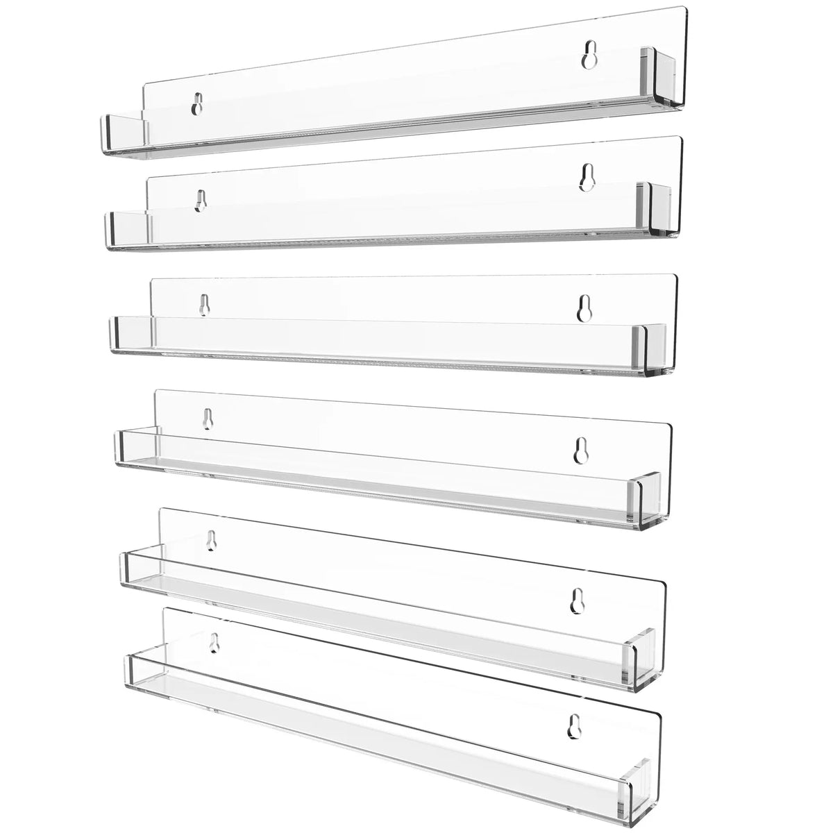 Nail Polish Wall Rack: 6-tier storage shelf, 15-inch clear acrylic nail polish organizer, holds 66 to 90 nail polish bottles, multi-functional floating acrylic shelf, Cosmetic Display Stand, Beauty Products Holder