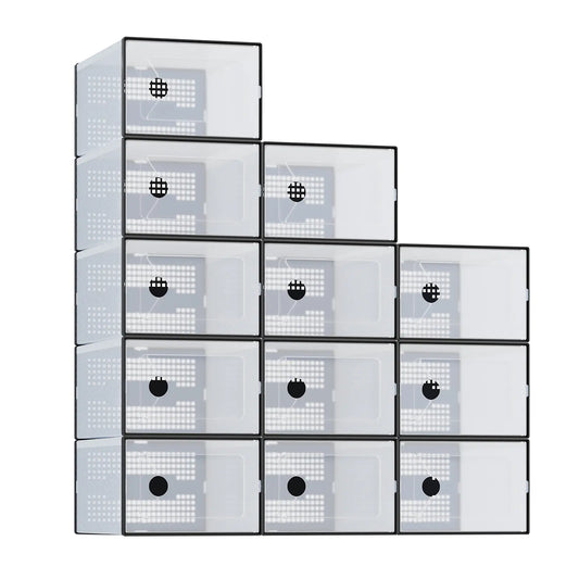 Clear Shoe Storage Boxes, Plastic Stackable Shoe Containers with Lids, Display Sneaker Case Organizer for Closet, Under Bed, Entryway, Shoe Storage Organizer, Box Shoe Storage