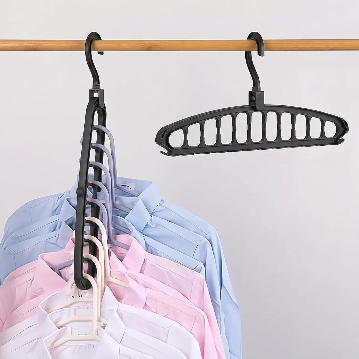 Plastic Sturdy Space-Saver Hanging Hangers with 360° Rotatable Hooks - 2-Pack Closet Organizers for Small Spaces, College Dorm Essentials