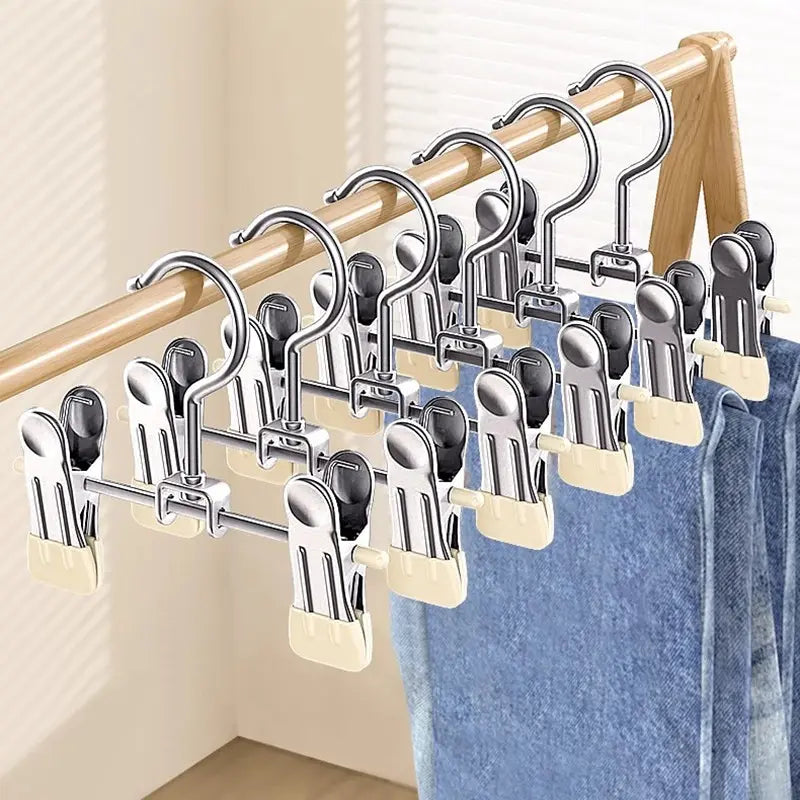 10pcs Immersion Plastic Pants Clips, Non-Slip Clothing Hangers for Heavy Items, Home Organization Organizer for Bathroom, Bedroom, Closet, Pants Hangers with Clips, Yoga Pants Hangers