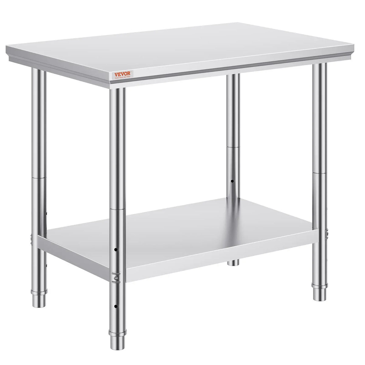 VEVOR Smooth Stainless Steel Prep Table with Shelf, 35x24x31 in, 700 lbs Load Capacity, Heavy-Duty Metal Worktable, 3 Adjustable Height Levels, Commercial Workstation for Kitchen, Garage#SohoChic