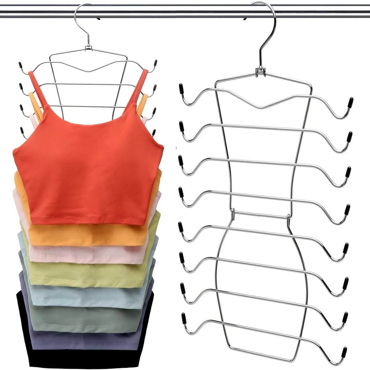 Multifunctional 8-Layer Rotating Stainless Steel Hanger, Non-Slip Foldable Bra Storage Holder, Space-Saving Wardrobe Organizer, Rotatable Clothes Hanger, Space Saver Hangers