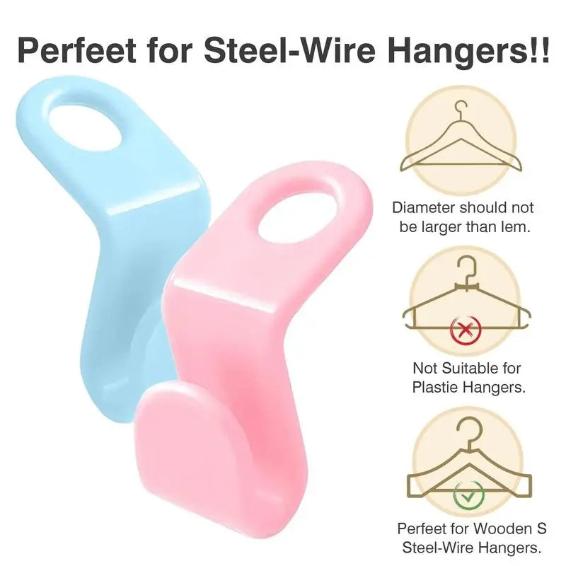 Plastic Hanger Connector Hooks, Space Saving Wardrobe Organizer, Durable Hanger Extender Clip, Smooth Edge Closet Accessory