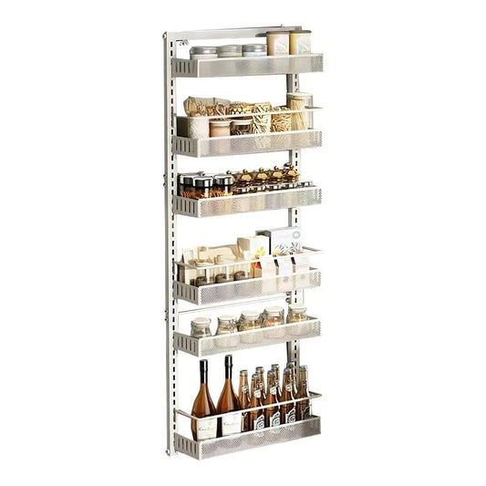 Gaomon 6-Tier Carbon Steel Over-the-Door Organizer, Heavy Duty Shelf, Multilayer Adjustable Detachable Pantry Rack with Hangable Installation Option for Kitchen Storage