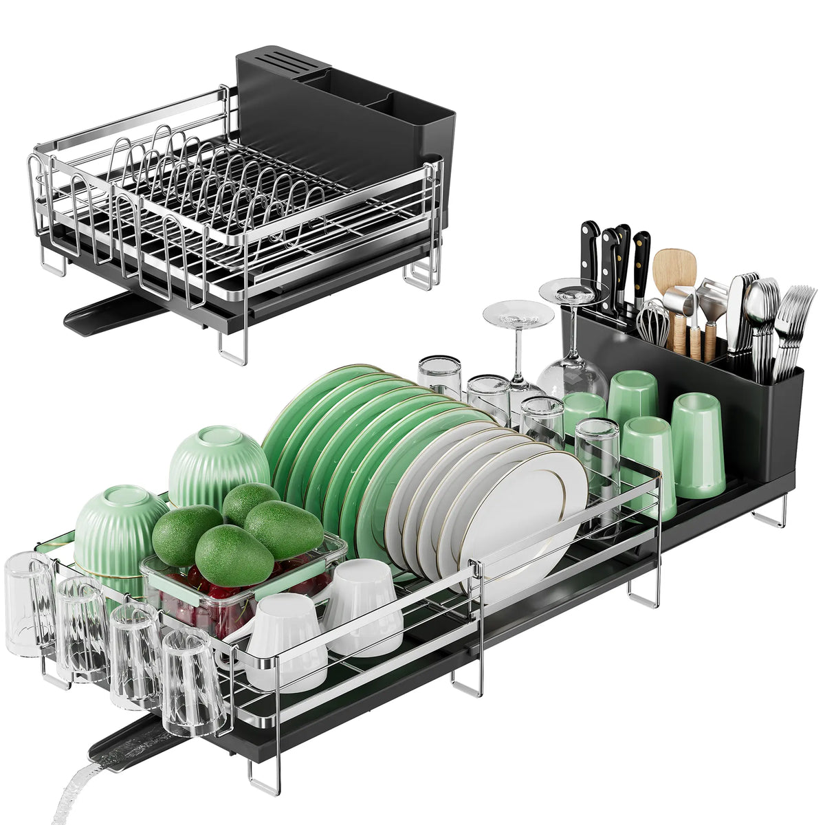 YECAYE 3-Pack 2-Tier Adjustable Storage Rack, Slide-Out Spice Bottle Holder for Large/Small Spaces, Under-Sink & Countertop Organizer for Tiny Kitchens, 3 Units Space-Saving Shelving for Baking & Bathroom Use