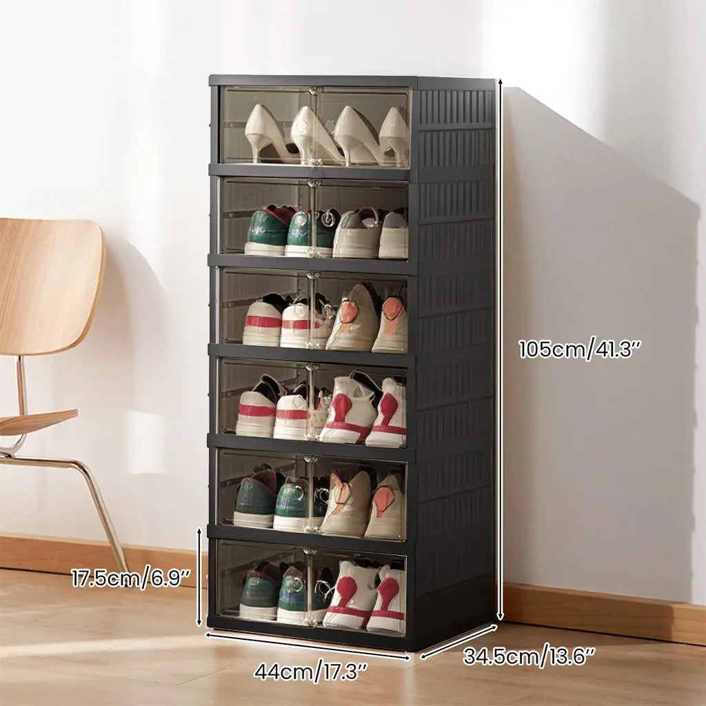 NLDD Extra-Wide & Tall 9-Tier Shoe Cabinet Holds 18 Pairs Clear Doors Wheels for Effortless Storage Stackable Reinforced Frame Ventilation Holes, Shoe Box, Shoe Rack Organizer