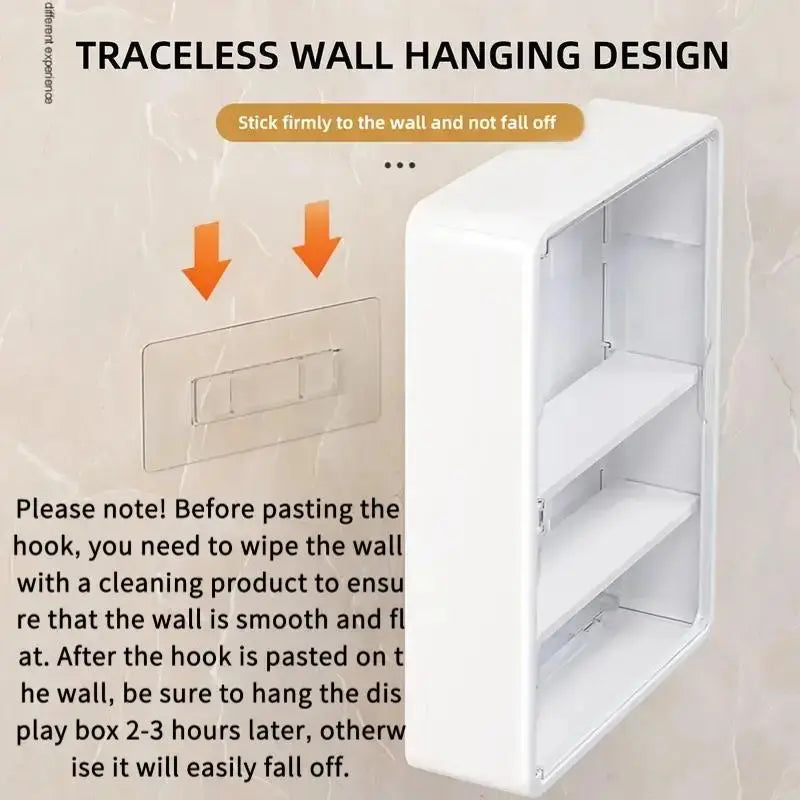 Large Wall-Mounted Display Shelf, 4-Tier Acrylic Storage Box, Space-Saving Action Figure Holder, Ideal Gift for Collectors & Fans